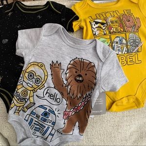 3 pack size 0-3 m Star Wars onesies, brand new